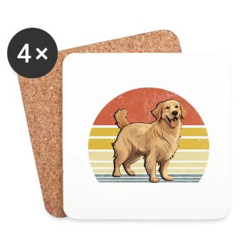 Retro Vintage Golden Retriever GR Dog Golden Retri - Coasters (set of 4) - white - Front