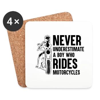 Unterschätzen Sie niemals einen Jungen, der Motorrad fährt Bi - Untersetzer (4er-Set) - Weiß - Vorne