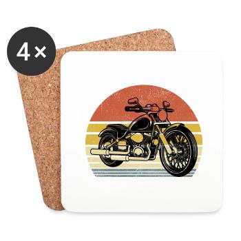 Retro Motorcycle Biker Motorcyclist Motorcycling B - Coasters (set of 4) - white - Front