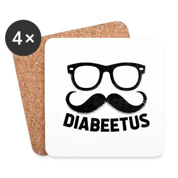 Diabeetus Sensibilisation au diabète Poils du visage Barbe - Dessous de verre (lot de 4) - blanc - Devant