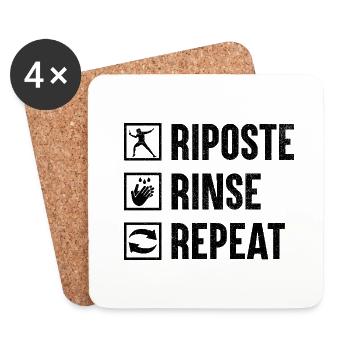 Riposte Rinse Repeat Fence Fechten Schwert Fechter - Untersetzer (4er-Set) - Weiß - Vorne