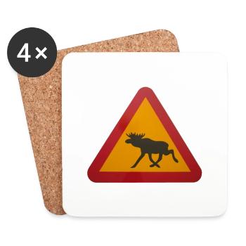 Warnschild Elch - Untersetzer (4er-Set) - Weiß - Vorne