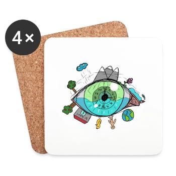 Climate protection Climate change - Coasters (set of 4) - white - Front
