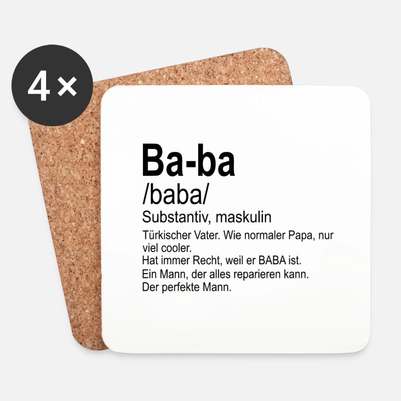 Türkischer Baba | Vatertagsgeschenk EN IYI BABA - Untersetzer (4er-Set) - Weiß