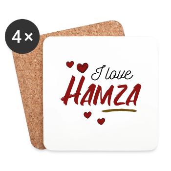 Valentinstag - I Love Hamza Ich liebe Herz Namen - Untersetzer (4er-Set) - Weiß - Vorne