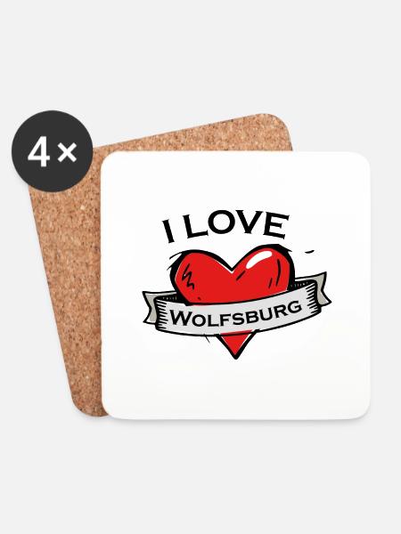 Wolfsburg - Ich liebe Stadtnamen in Tattoo Stil - Untersetzer (4er-Set) - Weiß