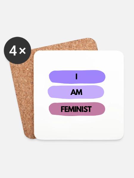 💜✊ I AM FEMINIST – Statement Shirt - Untersetzer (4er-Set) - Weiß