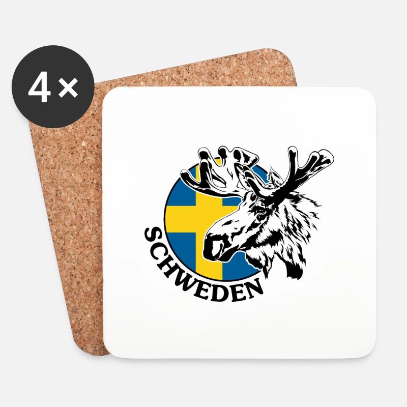 SCHWEDEN Elch Tier Wildnis Wilsigns - Untersetzer (4er-Set) - Weiß