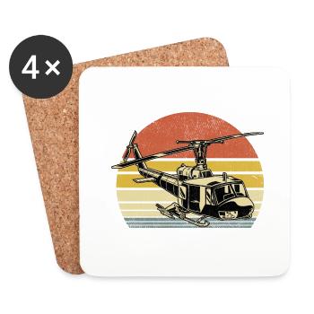 Retro Helicopter Aviator Pilot Chopper Helicopters - Coasters (set of 4) - white - Front