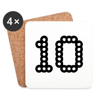 10. 10 YEARS. 10th ANNIVERSARY. 10 YEAR ANNIVERSARY. - Coasters (set of 4) - white - Front