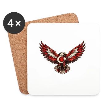 Étoile croissante de lune à aigle ailé - Dessous de verre (lot de 4) - blanc - Devant