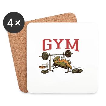 T-Rex Bankdrücken Gym Dinosaurier Humor - Untersetzer (4er-Set) - Weiß - Vorne