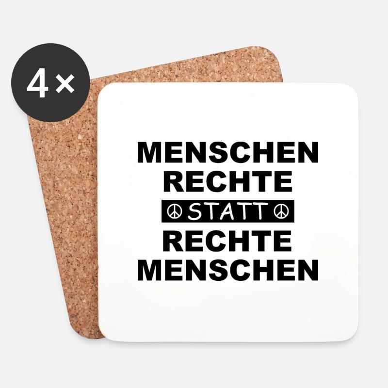 Menschenrechte statt Rechte Menschen - Untersetzer (4er-Set) - Weiß