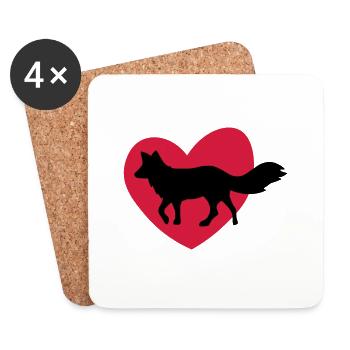 Loup / chien / coeur - chien / coeur - Dessous de verre (lot de 4) - blanc - Devant