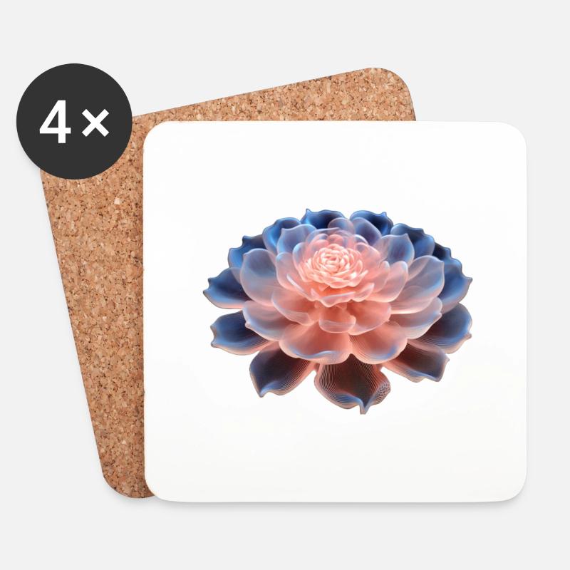 3D-Blume - Untersetzer (4er-Set) - Weiß