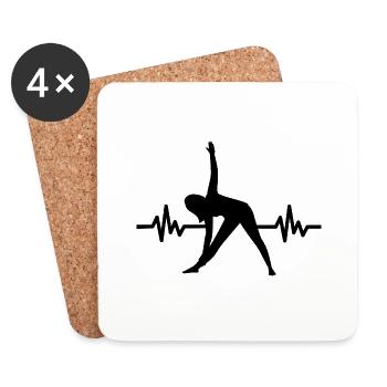 Heartbeat Gymnastique Méditation Gymnastique Yoga - Dessous de verre (lot de 4) - blanc - Devant