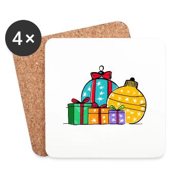 Weihnachtsgeschenkkugeln & -boxen - Untersetzer (4er-Set) - Weiß - Vorne