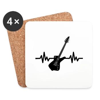 Heartbeat Guitar - Rock n Roll Punk Band Metal - Coasters (set of 4) - white - Front
