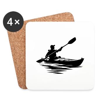 Cours de canoë, Kayak, Entraînement, Bateau - Dessous de verre (lot de 4) - blanc - Devant