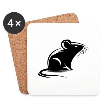 Mouse Drawing Tattoo Style - Coasters (set of 4) - white - Front