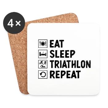 Manger Dormir Triathlon Répéter Nager Vélo Courir Triathlet - Dessous de verre (lot de 4) - blanc - Devant