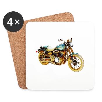 Motorrad - Untersetzer (4er-Set) - Weiß - Vorne