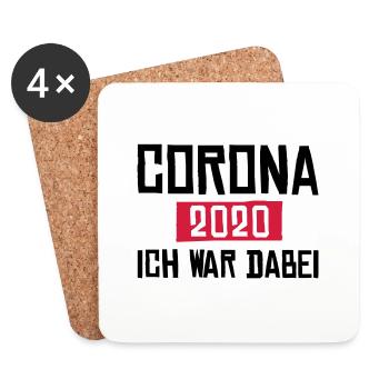 Corona 2020 ich war dabei - Untersetzer (4er-Set) - Weiß - Vorne
