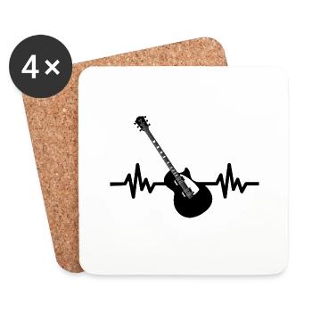 Heartbeat Guitare - Rock n Roll Punk Band Metal - Dessous de verre (lot de 4) - blanc - Devant