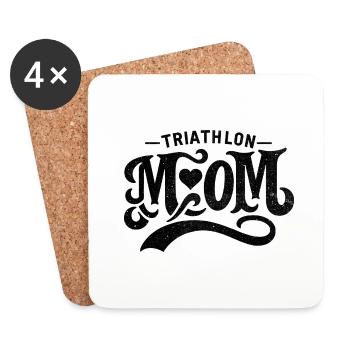 Triathlon Maman Natation Vélo Course Triathlète Mère - Dessous de verre (lot de 4) - blanc - Devant