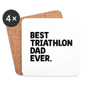 Meilleur papa de triathlon de tous les temps Nager Vélo Course Triathlète F - Dessous de verre (lot de 4) - blanc - Devant
