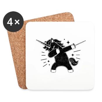 Dubbing Unicorn Fencer Sword Epee Fencing Athlete - Coasters (set of 4) - white - Front