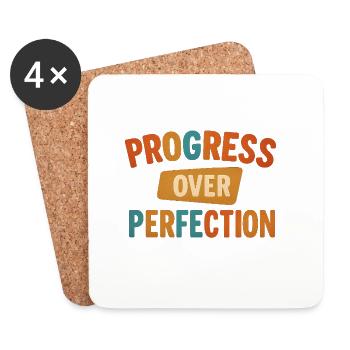 Progress Over Perfection - Coasters (set of 4) - white - Front
