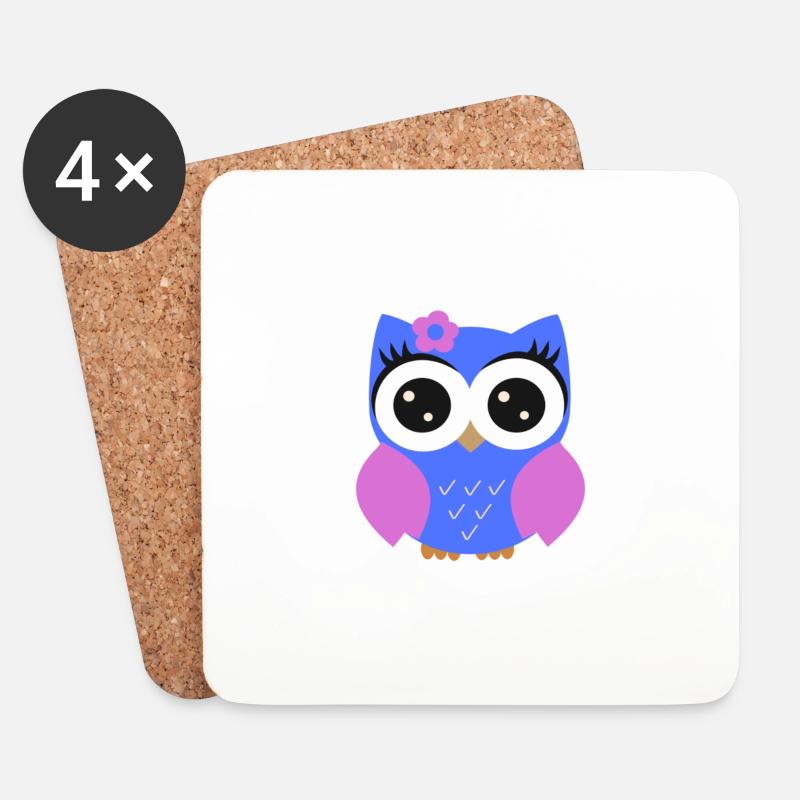 Eule lila blau - Untersetzer (4er-Set) - Weiß