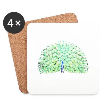 paon - Dessous de verre (lot de 4) - blanc - Devant
