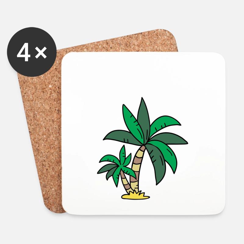 Palme - Untersetzer (4er-Set) - Weiß