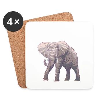 l'éléphant - Dessous de verre (lot de 4) - blanc - Devant