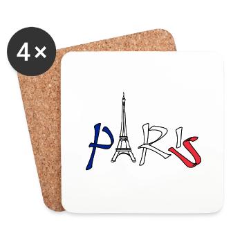 Paris France T-shirt - Dessous de verre (lot de 4) - blanc - Devant