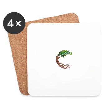 Arbre rond Arbre circulaire du monde - Dessous de verre (lot de 4) - blanc - Devant