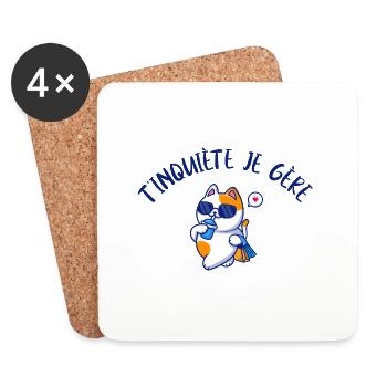 T'inquiète je gère idée cadeau humour jeu de mots - Dessous de verre (lot de 4) - blanc - Devant
