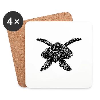 Vintage turtle in flight - Coasters (set of 4) - white - Front