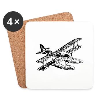 Vintage Single Engine Seaplane Retro Style - Coasters (set of 4) - white - Front