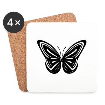 Eleganter Vintage geometrischer Schmetterling - Untersetzer (4er-Set) - Weiß - Vorne
