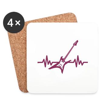 Heartbeat Guitar - Rock 'n' Roll Punk Band Metal - Coasters (set of 4) - white - Front
