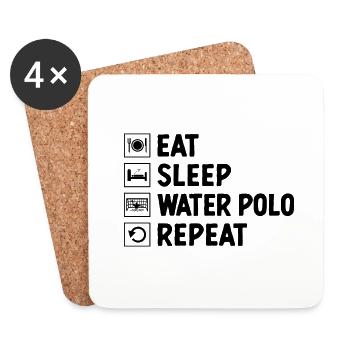 Eat Sleep Water Polo Repeat Aquatic Polo Player - Coasters (set of 4) - white - Front