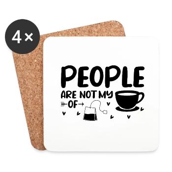 LES GENS NE SONT PAS MON DE Dictons pour les introvertis - Dessous de verre (lot de 4) - blanc - Devant
