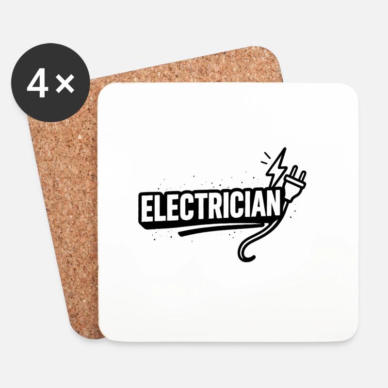 Elektriker Motiv Kabel Blitz - Untersetzer (4er-Set) - Weiß