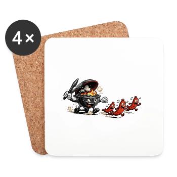 Scorching BBQ Sausage Race BBQ - Coasters (set of 4) - white - Front