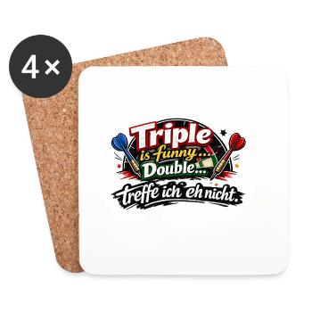 Triple ist funny, Double treffe ich nicht - Untersetzer (4er-Set) - Weiß - Vorne