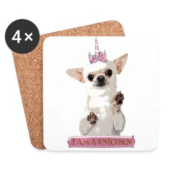 JE SUIS UNE LICORNE CHIHUAHUA BLANC - Dessous de verre (lot de 4) - blanc - Devant