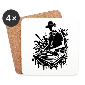HiP HoP DJ with Graffiti - Coasters (set of 4) - white - Front
